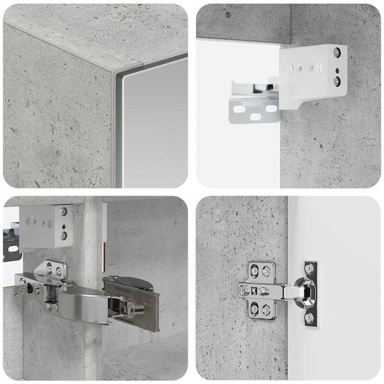 vidaXL Pang de Baie cu Lavoar și Oglindă cu Lumină M100xA14.5xÎ70cm Gri Beton