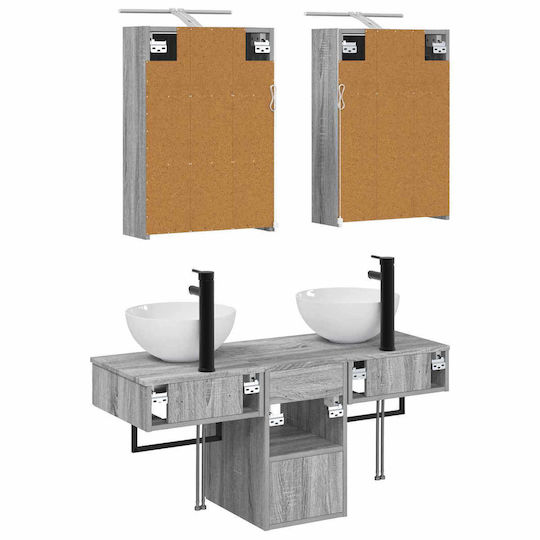 vidaXL Badezimmer Waschtisch-Einheit mit Licht 43x16x62,5cm Graue