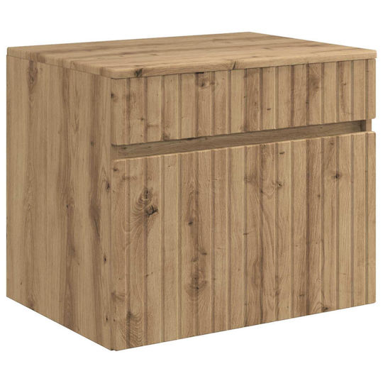 vidaXL Badezimmer Waschtisch-Einheit mit Licht 53x15.5x70cm Eiche