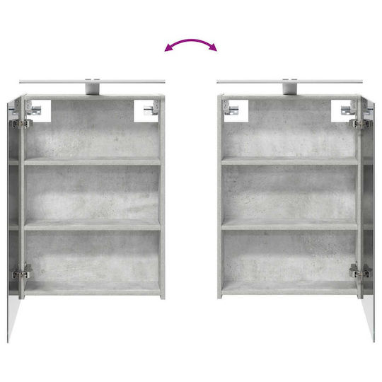 vidaXL Плот с Мивка и Огледало със Светлина 50x14.5x70см Сив