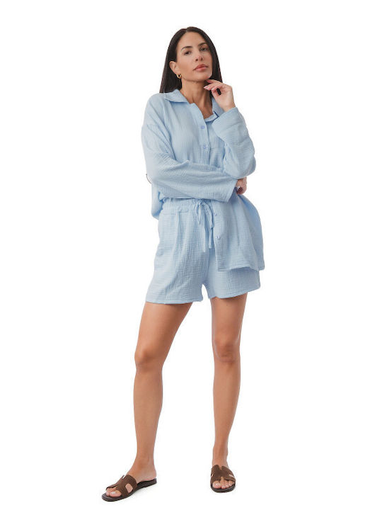 Women's Set with Light Blue Shorts