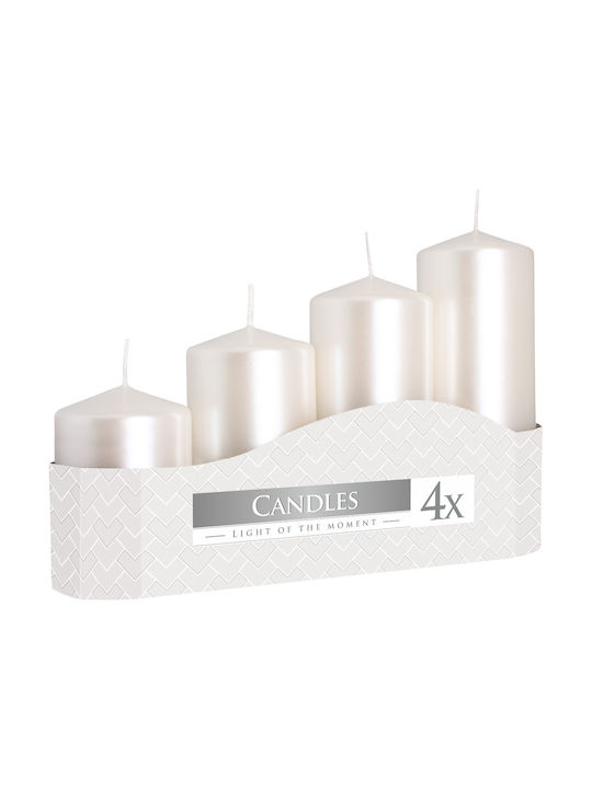 Aura Glass Decorative White Candles 4 Pieces