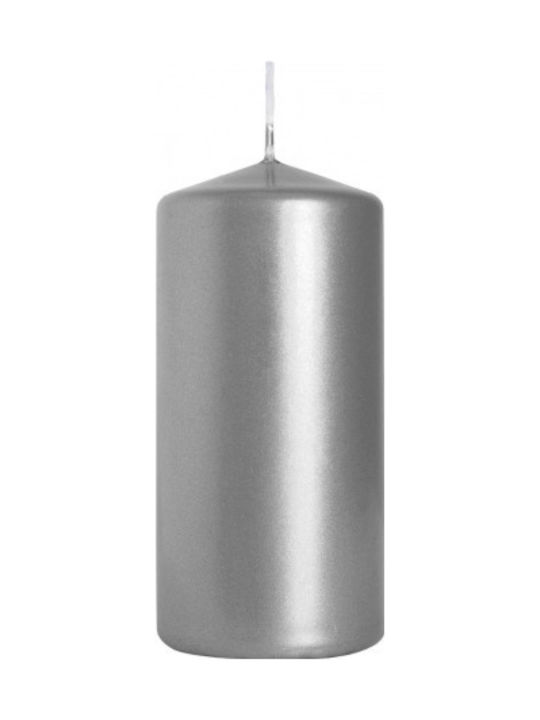 Aura Glass Декоративна Свещ Сребриста 5x10см