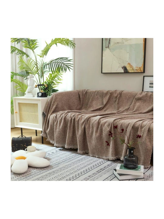 My Home Luxury Four-Seater Sofa Throw Jacquard 180x320cm Brown