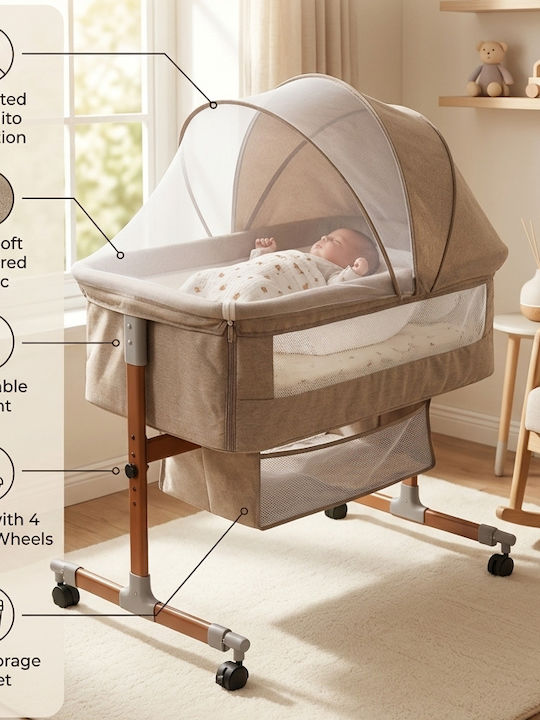 ForAll Cradle with Mattress and Wheels Beige