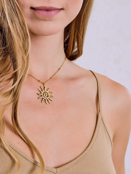 Celestino Women's Necklace Pendant Sun Gold