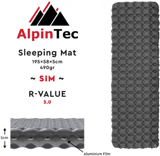 Alpin Μονό Υπόστρωμα Camping 195x58cm Πάχους 5cm