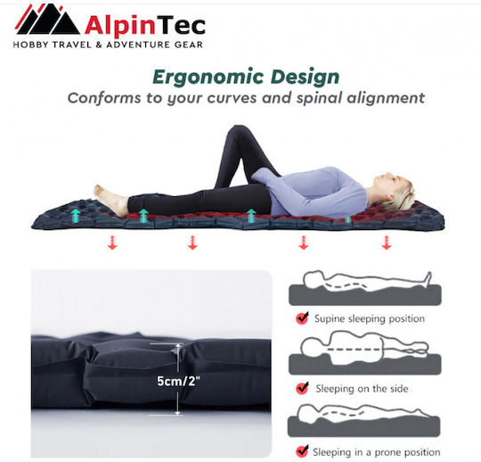 Alpin Single Camping Sleeping Mat 195x58cm 5cm Thick Green
