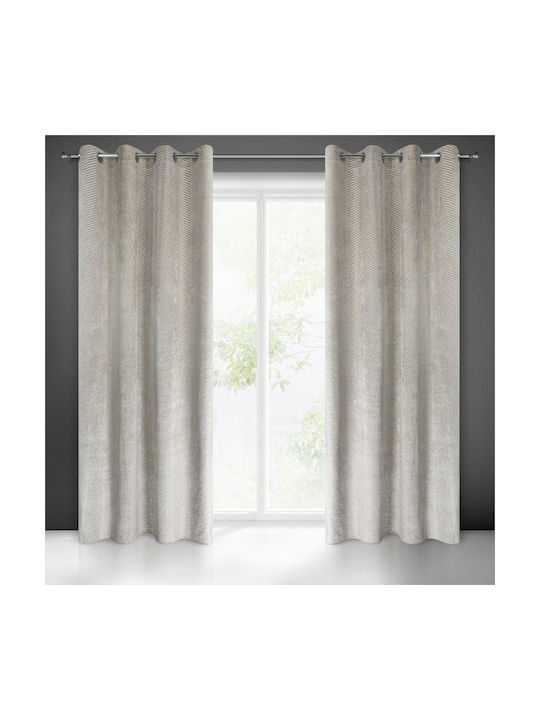 Eurofirany Set Blackout Curtains with Grommets Lussi Light Beige 140x250cm