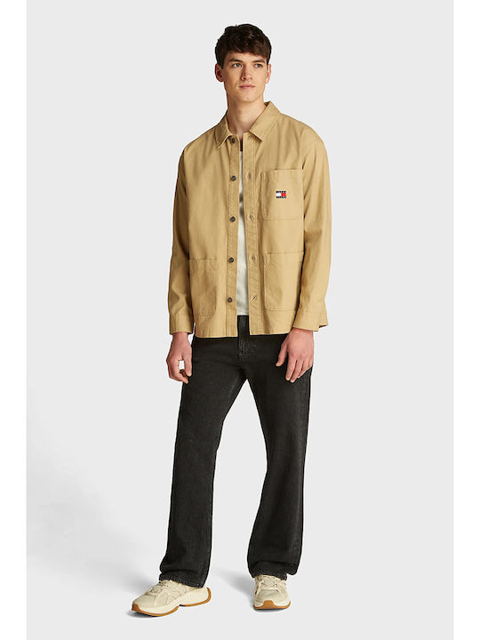 Long Sleeve Cotton Overshirt Beige