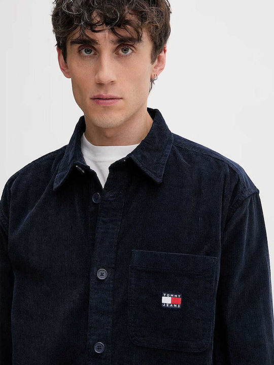 Long Sleeve Corduroy Shirt in Regular Fit Dark Blue