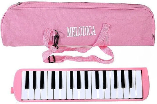 Melodică 32 De Clape Alista Home Din Abs Pentru Începători 45 X 13 X 7 Cm Include Husă Suflantă Roz