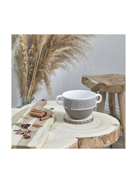 HowHomely Round Brown Ceramic Serving Bowl