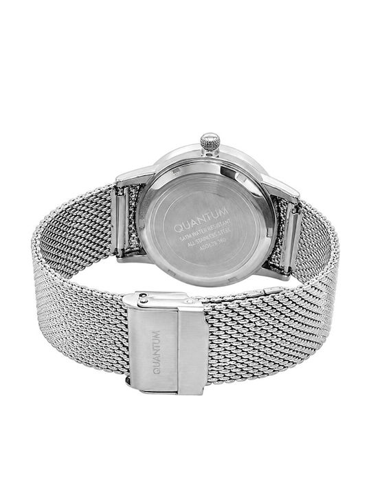 Quantum Men's Watch 44mm Chronograph Battery with Silver Metal Bracelet
