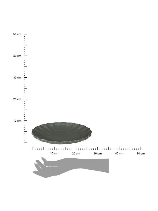HowHomely Servierplatte für Nudeln Keramik Grau 27cm