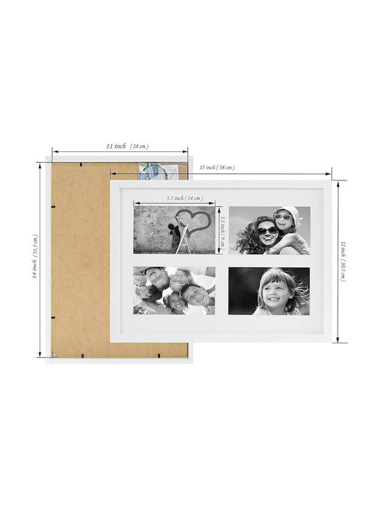 BD art Hölzener Fotorahmen mit Weißem Rahmen
