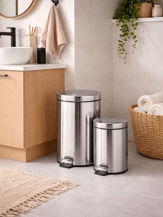 HowHomely Metallischer Badezimmer Behälter 12lt Silber