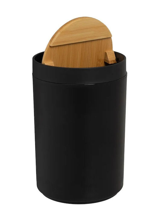 HowHomely Bamboo Bathroom Bin 5l Black