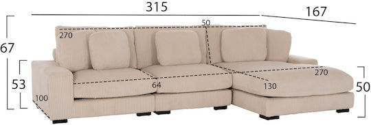 Eckiges Stoffsofa 315x167x67cm