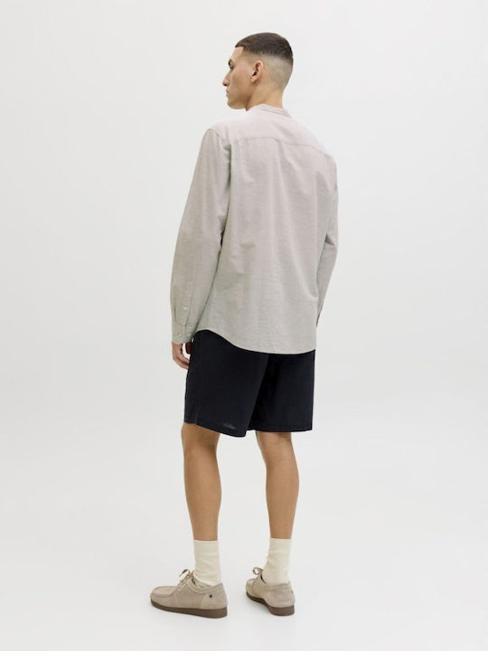 Long Sleeve Linen Shirt String Beige