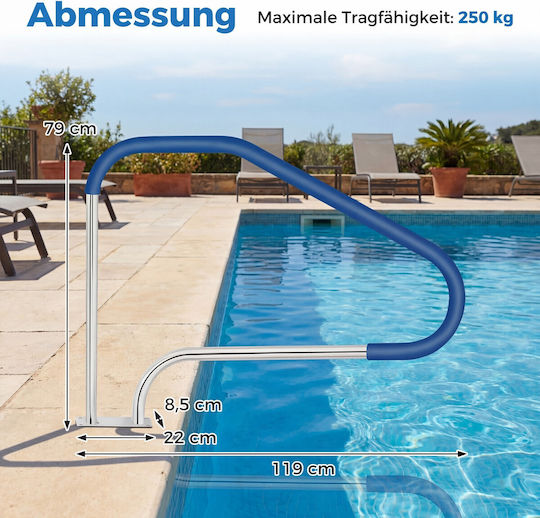 Costway Αξεσουάρ Πισίνας από Ανοξείδωτο Ατσάλι 79x8.5x119εκ. Ασημί