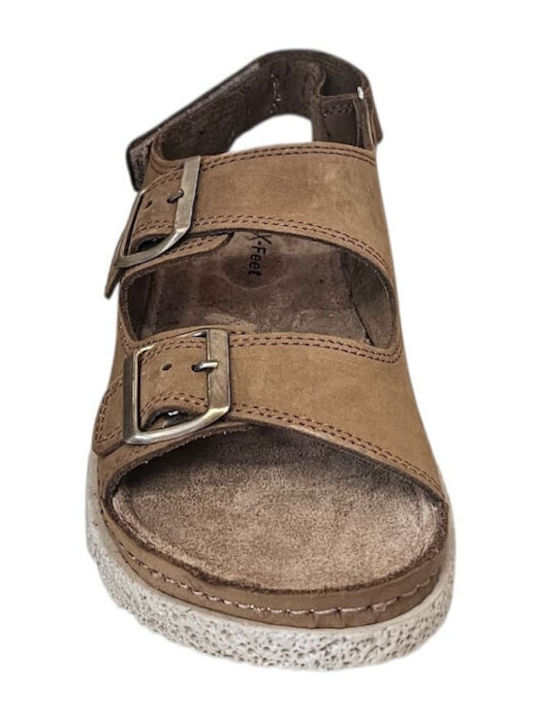 Leather Men's Sandals in Tabac Brown Colour A103-TAMPA