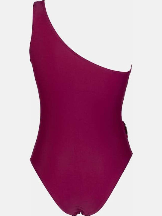 Costum De Baie Întreg Cu Un Umăr Burgund