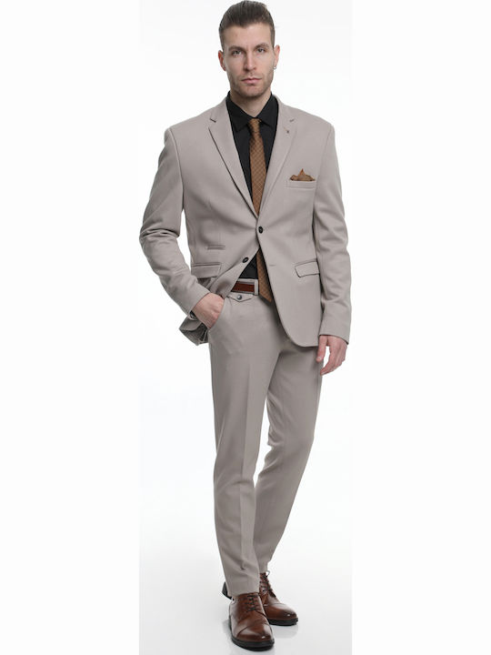 Men's Suit with Vest Slim Fit Gray