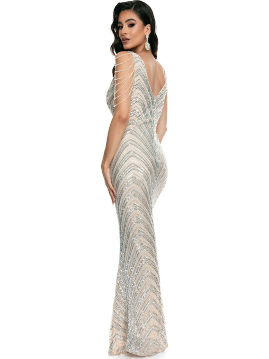 Summer Maxi Dress for Wedding and Christening Silver