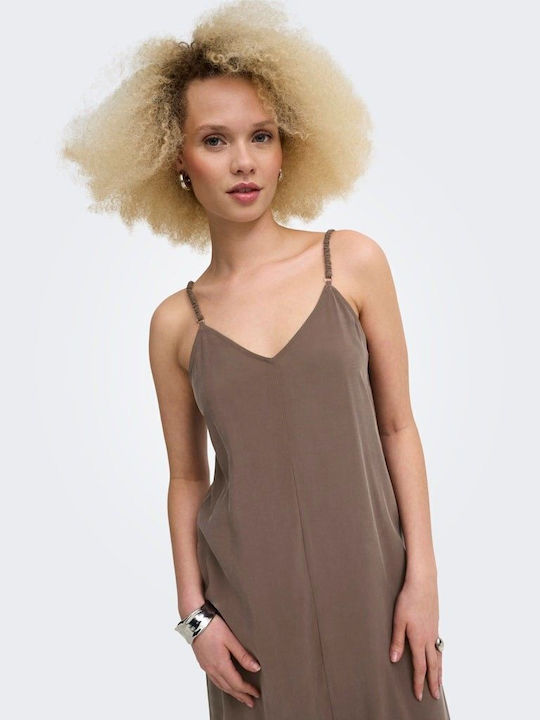 Sommer Maxi Damenkleid Braun