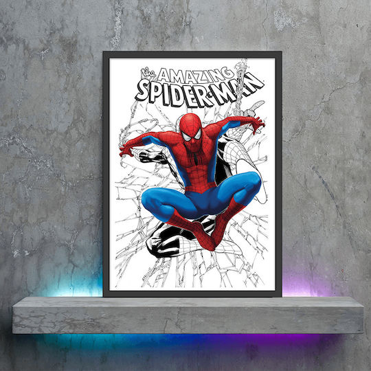 Comic Poster Spiderman Cm017 40cm X 50cm Κορνίζα Καφέ Ξύλου