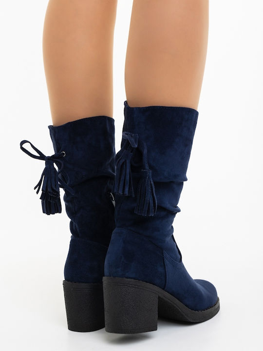 Damen Stiefeletten mit Absatz Blau