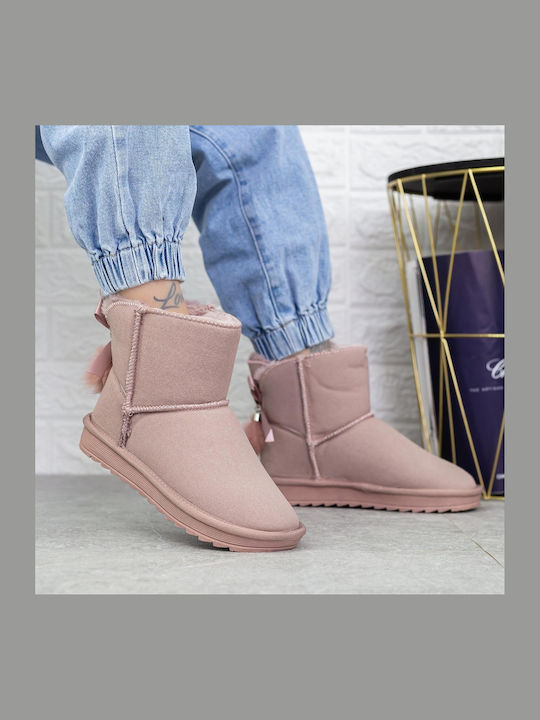Damen Stiefeletten mit Pelz Rosa