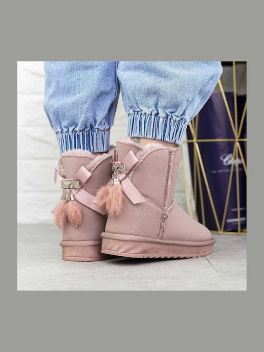 Damen Stiefeletten mit Pelz Rosa