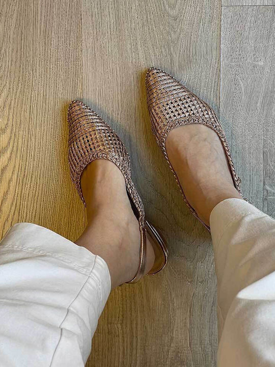 Women's Ballerina Shoes Slingback In Rose Gold Colour
