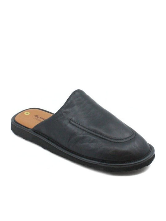 Leder Herren Hausschuhe Schwarz