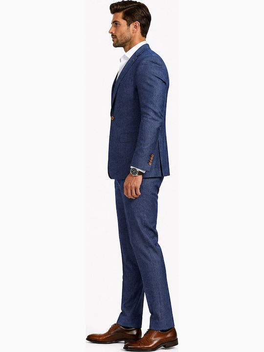 Men's Groom's Suit with Slim Fit Blue