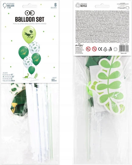 Set 6 Baloane Pătrate Dinozauri Verzi Cu LED 18.5 cm