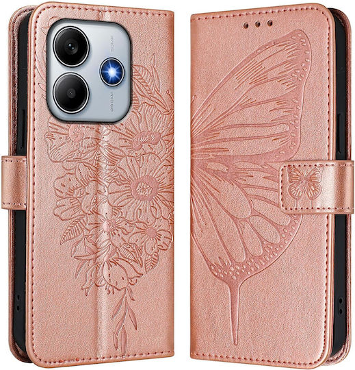 Tel1 Xiaomi Poco M7 Pro Geprägte Schmetterling Handyhülle Buch Rosa