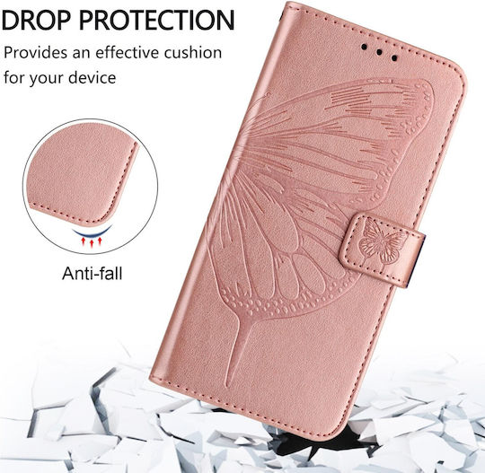 Tel1 Xiaomi Poco M7 Pro Geprägte Schmetterling Handyhülle Buch Rosa