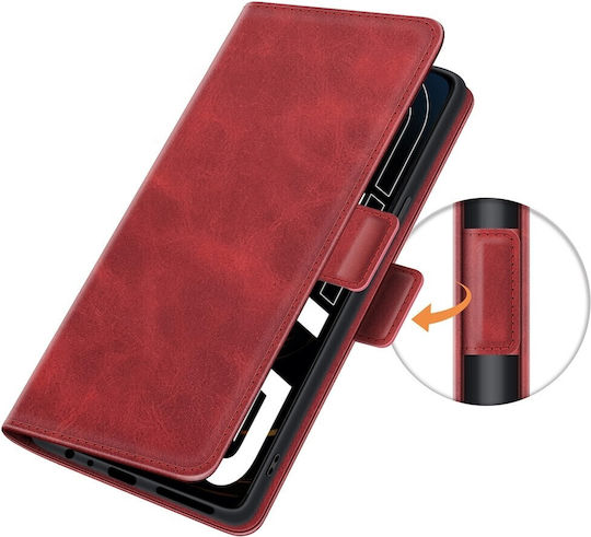 Tel1 Realme GT 5G Dual-Side Magnetic Buckle Wallet Book Mobile Phone Case Red