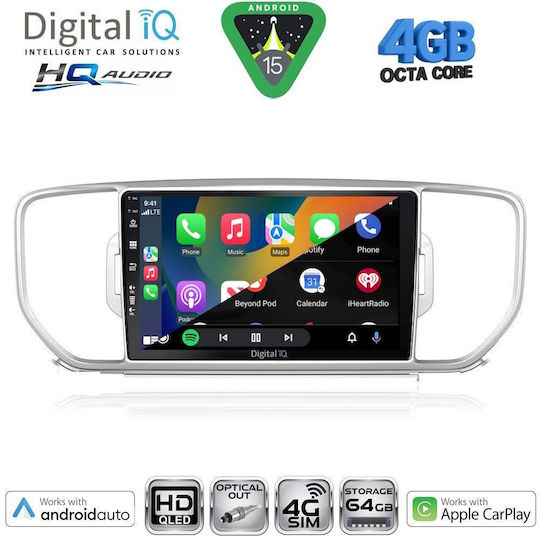Digital IQ Car Audio System for Kia Sportage 2015-2018 (Bluetooth/USB/WiFi/GPS/Apple CarPlay/Android Auto) with 9" Touch Screen