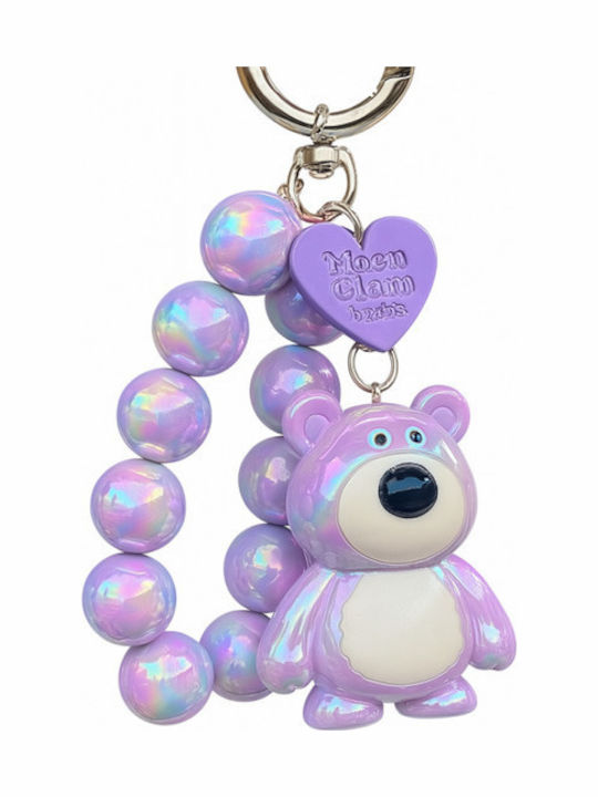 Ecarla Keychain Teddy Bear Beads Purple Brl366fio