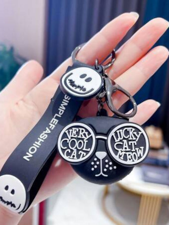 Ecarla Keychain Cat In Glasses Black Brl331cz