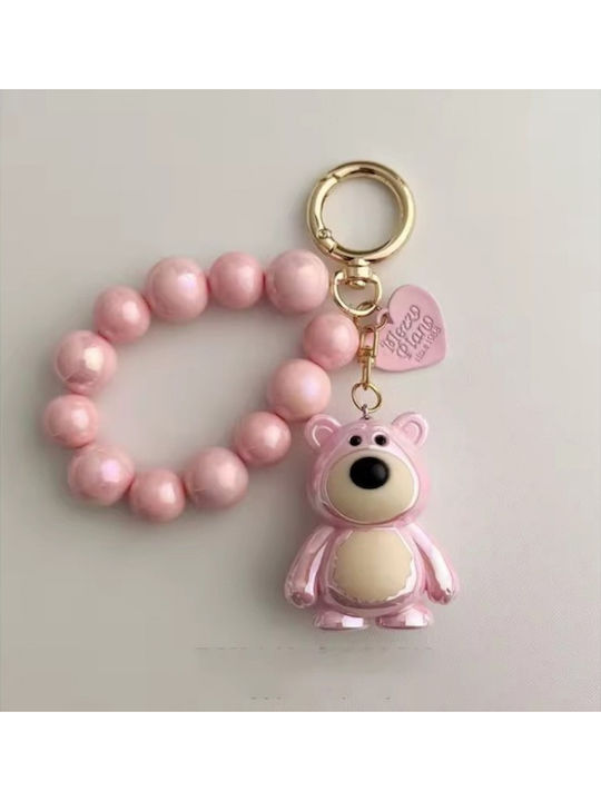 Ecarla Keychain Teddy Bear Beads Pink Brl366r
