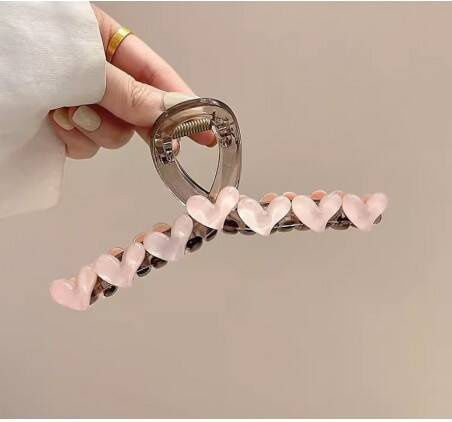 Ecarla Hair Clip Hearts 13x6cm Pink Sp352r
