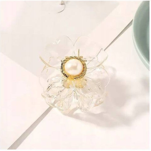 Ecarla Hair Clip-clasp Flower Pearl Transparent Sp271