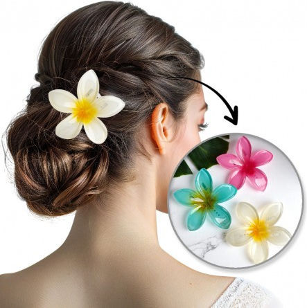 Ecarla Hair Clip-clip Flower Moana Ombre 6cm White Yellow Sp404
