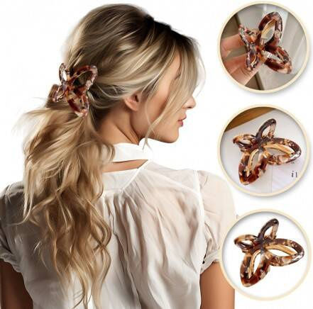 Ecarla Metal Hair Clip Butterfly Pearl Mass Brown Sp237br