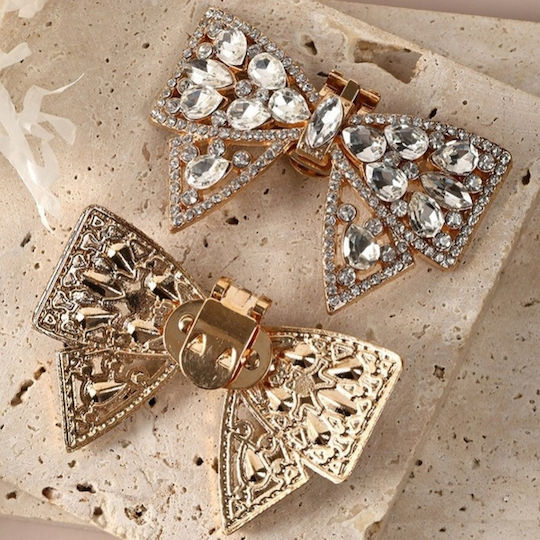 Ecarla Shoe Clips Crystals Zirconia Bow Kdb50 2pcs